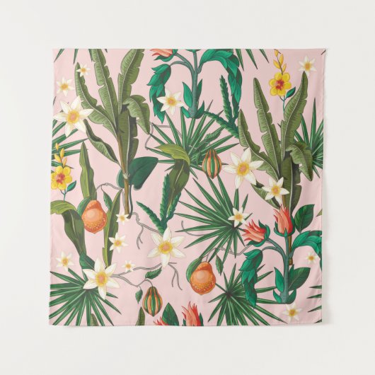 Naadloos patroon met tropisch blad, bloemen en f wandkleed (Voorkant)