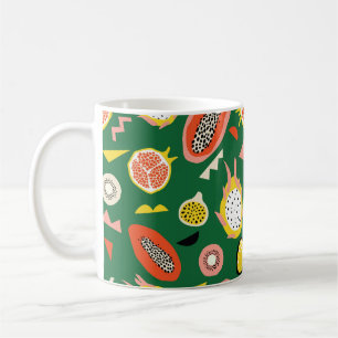 Naadloos patroon met tropisch fruit koffiemok