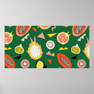 Naadloos patroon met tropisch fruit poster