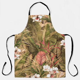 Naadloos patroon met tropische bladeren en bloemen schort