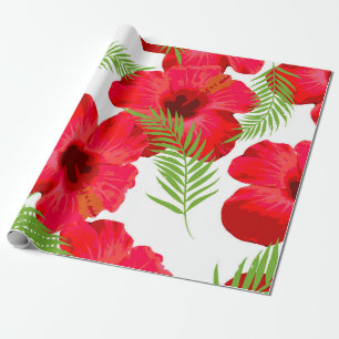 Naadloos patroon met tropische bloem, palmverlof cadeaupapier