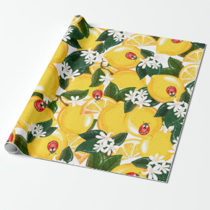 Naadloos patroon met tropische zomer citroenvrucht cadeaupapier