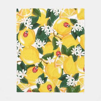Naadloos patroon met tropische zomercitroenvruchte fleece deken