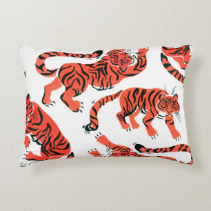 Naadloos patroon met verf in gouache tigers bij accent kussen