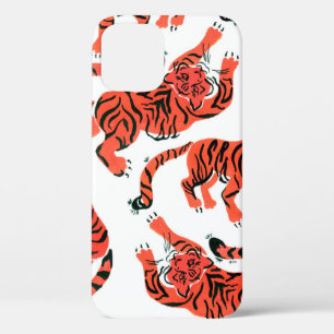 Naadloos patroon met verf in gouache tigers bij Case-Mate iPhone case
