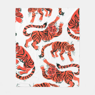 Naadloos patroon met verf in gouache tigers bij fleece deken