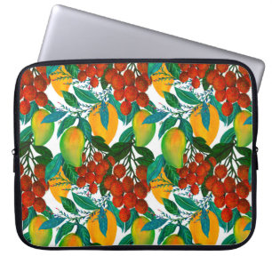 Naadloos patroon met vers helder exotisch mango laptop sleeve