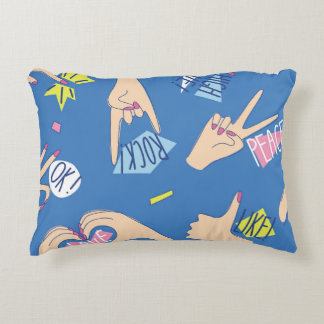 Naadloos patroon met verschillende handgebaren in  accent kussen