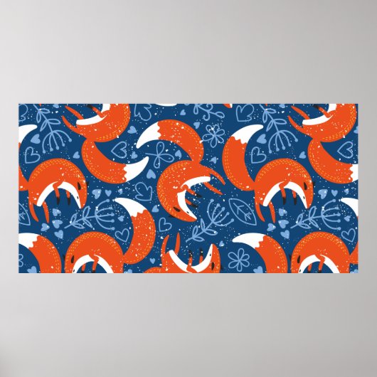 Naadloos patroon met verschillende schattige vosse poster (Voorkant)