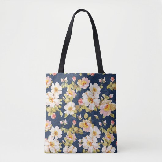 naadloos patroon met vetrijke bloemen. Elegance Tote Bag (Voorkant)