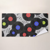 Naadloos patroon met vinylrecords en noten. badhanddoek (Badhanddoek)