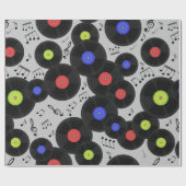 Naadloos patroon met vinylrecords en noten. cadeaupapier (Vlak)