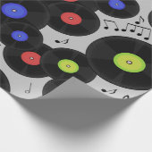 Naadloos patroon met vinylrecords en noten. cadeaupapier (Hoek)