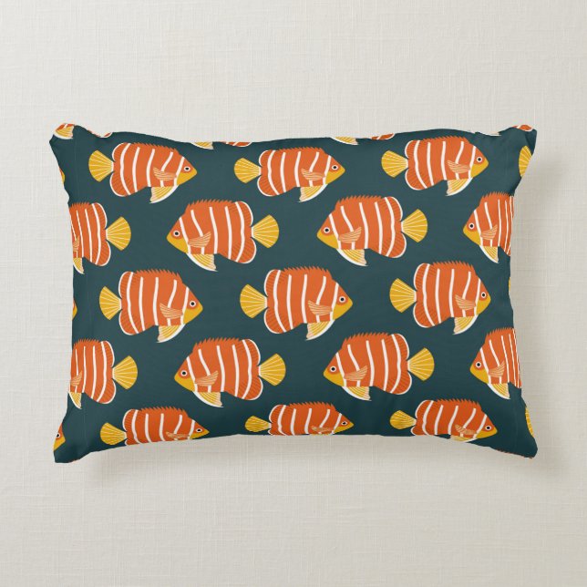  naadloos patroon met vis. Creatief ontwerp Accent Kussen (Voorkant)
