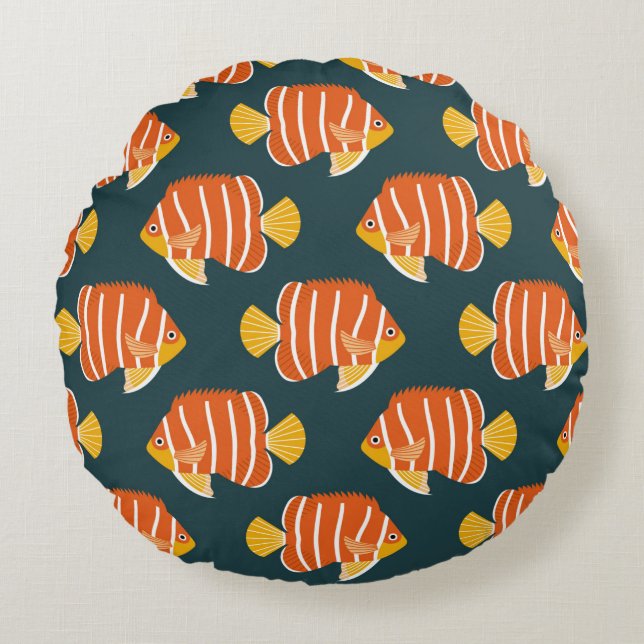  naadloos patroon met vis. Creatief ontwerp Rond Kussen (Voorkant)