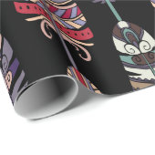 Naadloos patroon met vogelveren. Tribale kunst a Cadeaupapier (Rol Hoek)