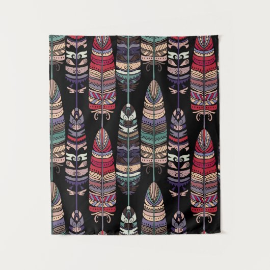 Naadloos patroon met vogelveren. Tribale kunst a Wandkleed (Voorkant)