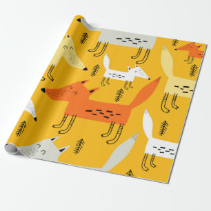 Naadloos patroon met vossen van cartoons, decor-el cadeaupapier