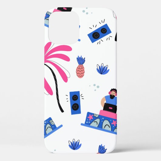 Naadloos patroon met vrolijke dj-palmbomen pineapp Case-Mate iPhone case (Achterkant)