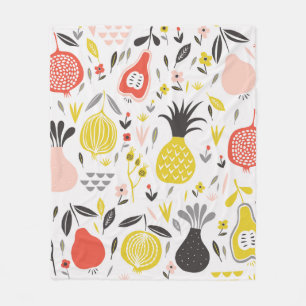 naadloos patroon met vruchten, bloemen en fleece deken