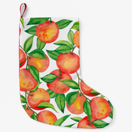 Naadloos patroon met waterverf mandarijn en vrucht kleine kerstsok (Voorkant)