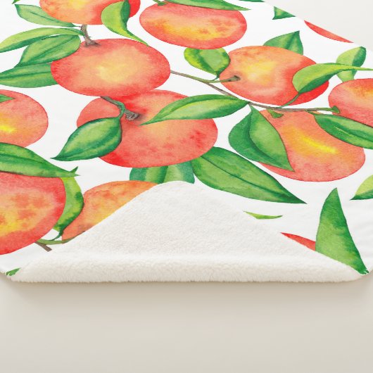 Naadloos patroon met waterverf mandarijn en vrucht sherpa deken (3/4)