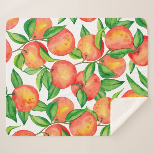 Naadloos patroon met waterverf mandarijn en vrucht sherpa deken (Voorkant (horizontaal))