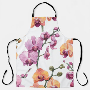 Naadloos patroon met waterverf orchidebloemen schort