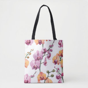 Naadloos patroon met waterverf orchidebloemen  tote bag