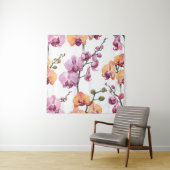 Naadloos patroon met waterverf orchidebloemen wandkleed (In situ)