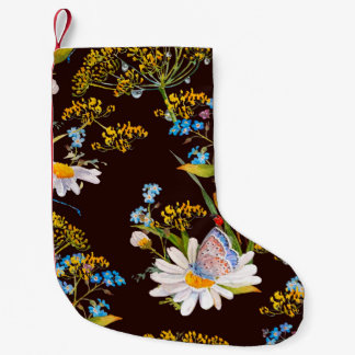 Naadloos patroon met wilde bloemen kleine kerstsok