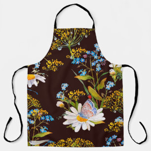 Naadloos patroon met wilde bloemen schort