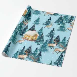 Naadloos patroon met winterdorp in het bos cadeaupapier