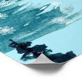 Naadloos patroon met winterdorp in het bos poster (Hoek)