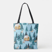 Naadloos patroon met winterdorp in het bos tote bag (Achterkant)