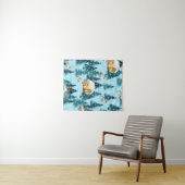 Naadloos patroon met winterdorp in het bos wandkleed (In Situ (horizontaal))