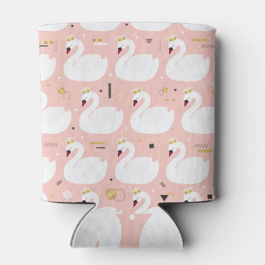 Naadloos patroon met witte zwanen. blikjeskoeler (Achterkant)