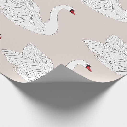 Naadloos patroon met witte zwanen. Witte vogelbaar Cadeaupapier (Hoek)