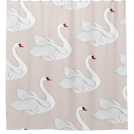 Naadloos patroon met witte zwanen. Witte vogelbaar Douchegordijn (Voorkant)