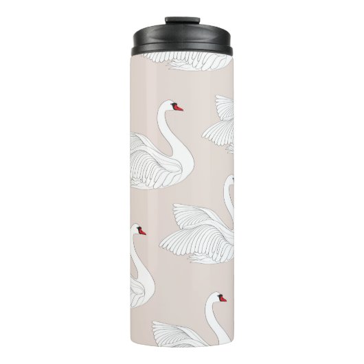 Naadloos patroon met witte zwanen. Witte vogelbaar Thermosbeker (Voorkant)