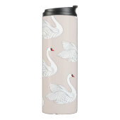 Naadloos patroon met witte zwanen. Witte vogelbaar Thermosbeker (Gedraaid links)