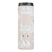 Naadloos patroon met witte zwanen. Witte vogelbaar Thermosbeker (Achterkant)
