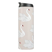 Naadloos patroon met witte zwanen. Witte vogelbaar Thermosbeker (Geroteerd rechts)