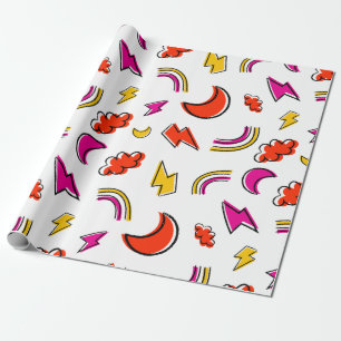 Naadloos patroon met wolk bliksemschicht regenboog cadeaupapier