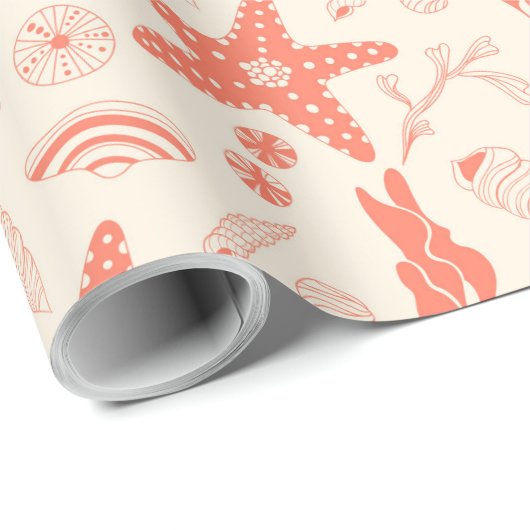 Naadloos patroon met zeeschelpen die papier verpak (Rol Hoek)