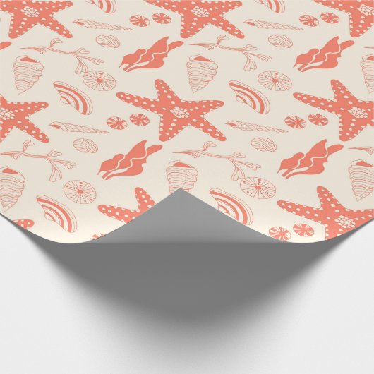 Naadloos patroon met zeeschelpen die papier verpak (Hoek)