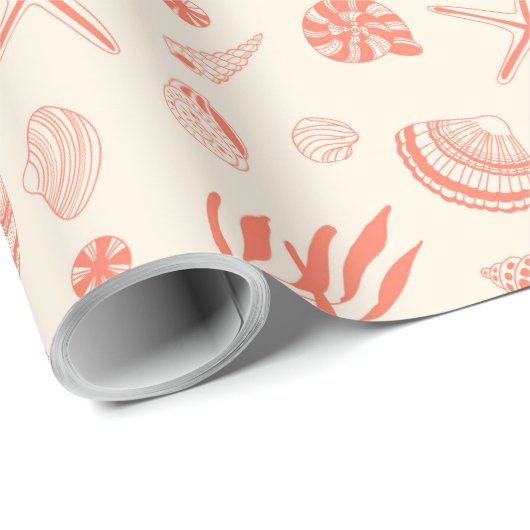 Naadloos patroon met zeeschelpen die papier verpak (Rol Hoek)