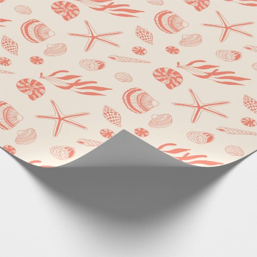 Naadloos patroon met zeeschelpen die papier verpak (Hoek)