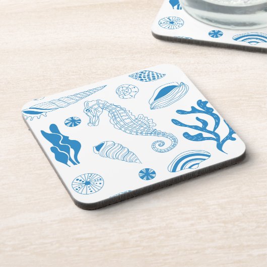 Naadloos patroon met zeeschelpen drankjes onderzetter (Linkerzijde)