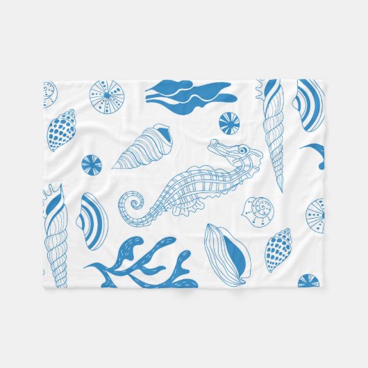Naadloos patroon met zeeschelpen fleece deken (Voorkant (Horizontaal))